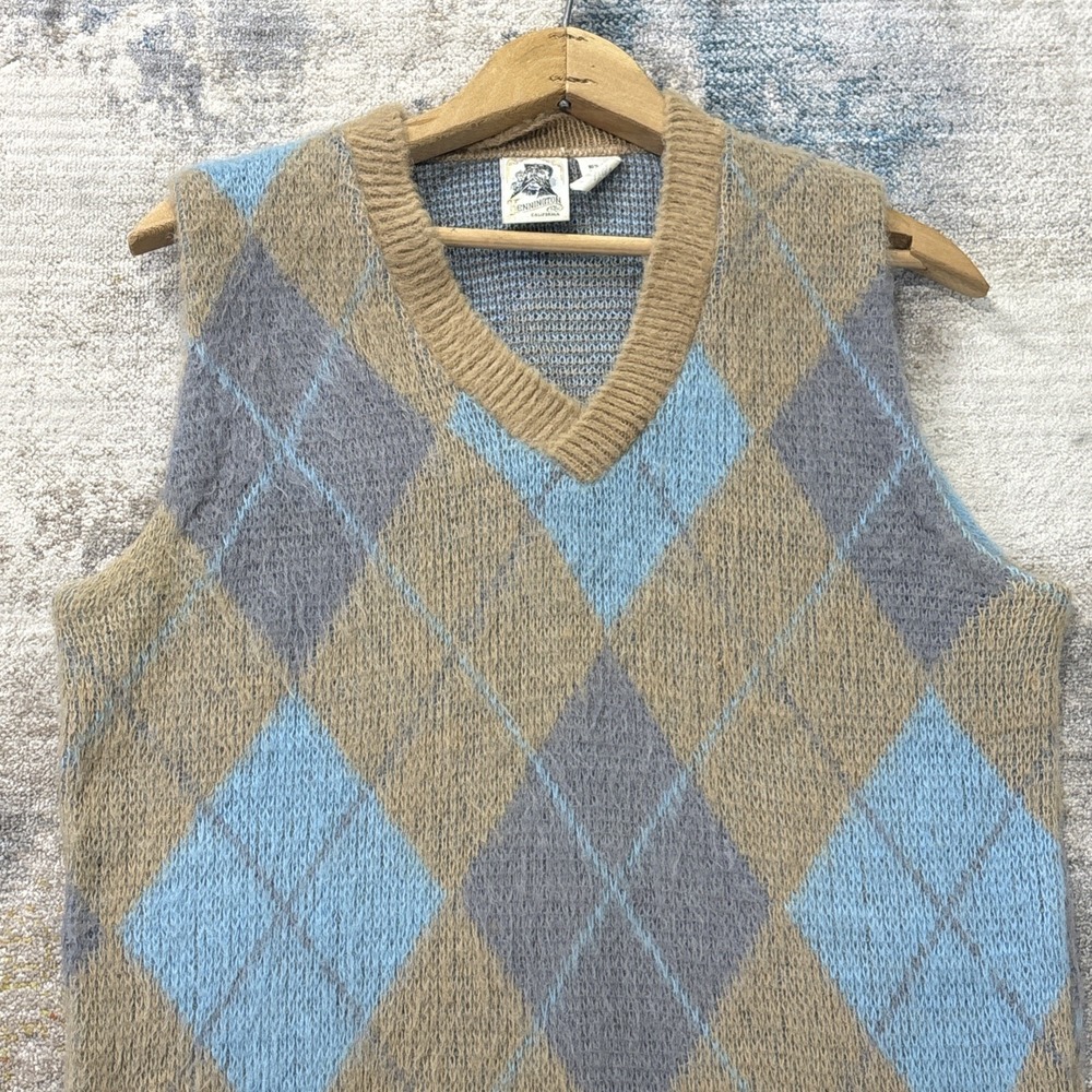 Vintage Kennington Mohair Sweater Vest Mens Medium Argyle Preppy Academia Retro